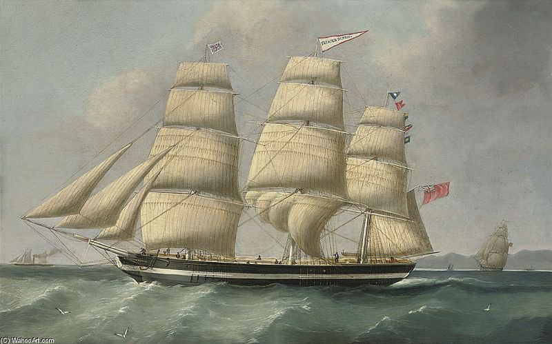 WikiOO.org - Güzel Sanatlar Ansiklopedisi - Resim, Resimler Joseph Heard - The Three-masted Merchantman Eleanor Dixon
