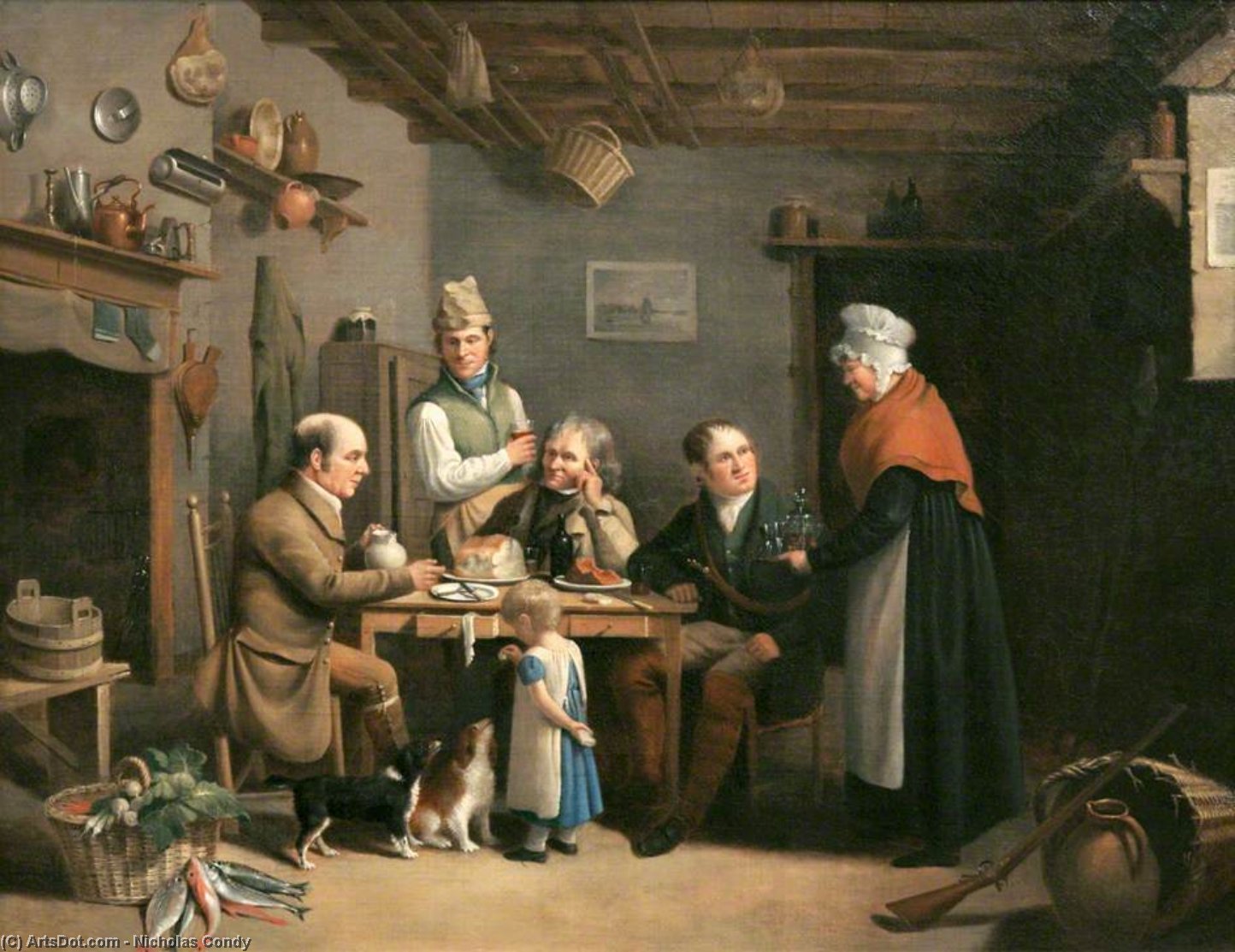 Wikioo.org - The Encyclopedia of Fine Arts - Painting, Artwork by Nicholas Matthew Condy - Mount Edgcumbe Estate Workers In A Kitchen Interior