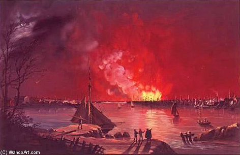 Wikioo.org - The Encyclopedia of Fine Arts - Painting, Artwork by Nicolino Calyo - Great Fire Of New York