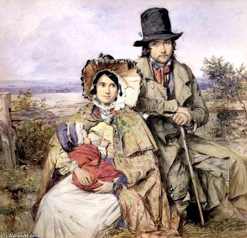 WikiOO.org - Encyclopedia of Fine Arts - Lukisan, Artwork Octavius Oakley - Country Family Of Emigrants