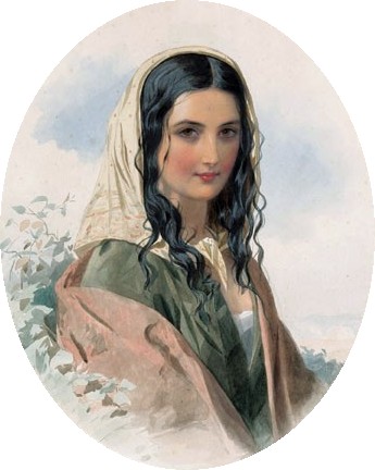 Wikioo.org - The Encyclopedia of Fine Arts - Painting, Artwork by Octavius Oakley - Portrait Of A Gypsy Woman