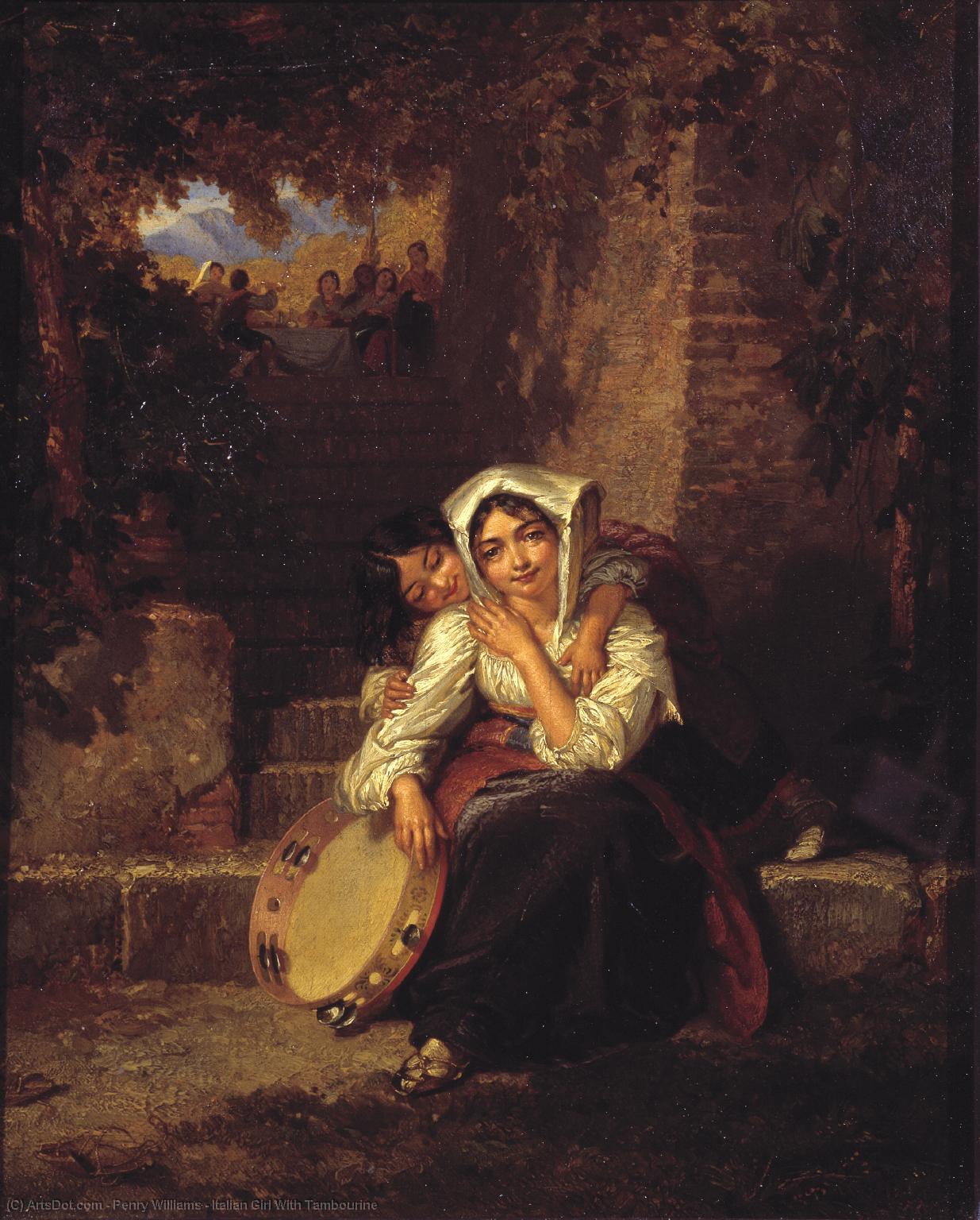 Wikioo.org - The Encyclopedia of Fine Arts - Painting, Artwork by Penry Williams - Italian Girl With Tambourine