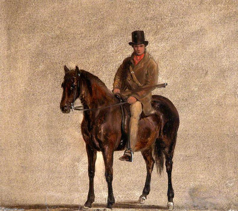 Wikioo.org - The Encyclopedia of Fine Arts - Painting, Artwork by Peter De Wint - Gamekeeper On A Chestnut Horse