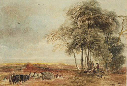 WikiOO.org - Enciclopedia of Fine Arts - Pictura, lucrări de artă Peter De Wint - Men Working On The Lincolnshire Heathland
