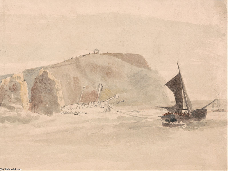 Wikioo.org - สารานุกรมวิจิตรศิลป์ - จิตรกรรม Peter De Wint - Shipwreck Off The Needles, Isle Of Wight