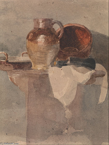 Wikioo.org - The Encyclopedia of Fine Arts - Painting, Artwork by Peter De Wint - Still Life With A Jug And Copper Pan