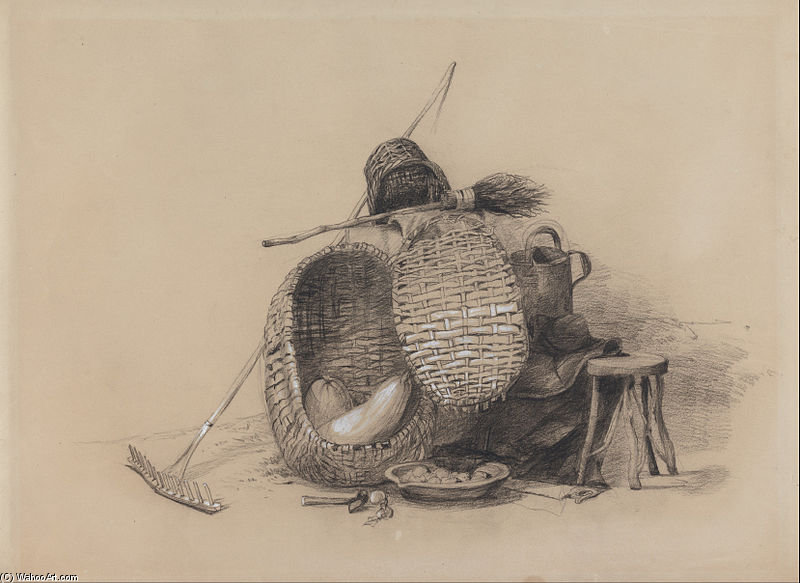 WikiOO.org - Encyclopedia of Fine Arts - Malba, Artwork Peter De Wint - Still Life With Rake