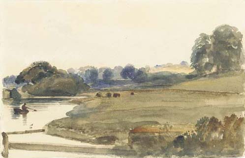 Wikioo.org - The Encyclopedia of Fine Arts - Painting, Artwork by Peter De Wint - The Lake At Burghley House
