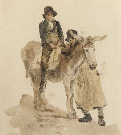 WikiOO.org - Encyclopedia of Fine Arts - Malba, Artwork Peter De Wint - Two Boys With A Donkey