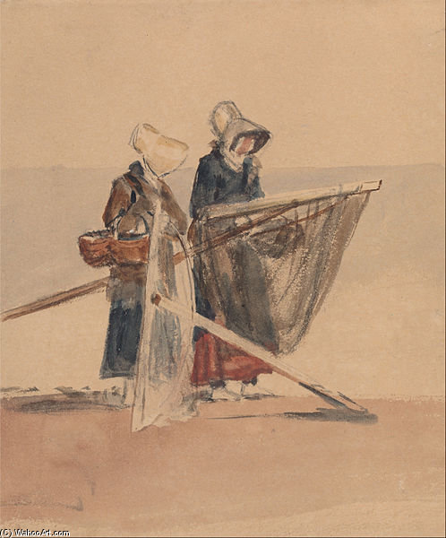 WikiOO.org - Enciklopedija likovnih umjetnosti - Slikarstvo, umjetnička djela Peter De Wint - Two Girls With Shrimping Nets