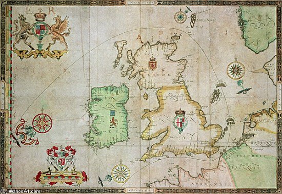 WikiOO.org - Encyclopedia of Fine Arts - Lukisan, Artwork Robert Adam - Map Showing The Route Of The Armada Fleet