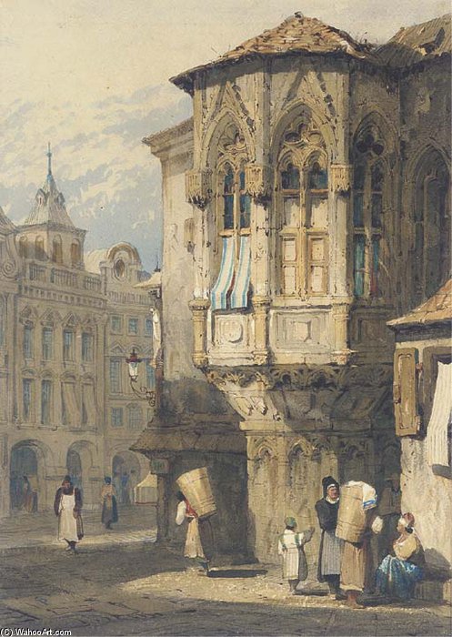 Wikioo.org - The Encyclopedia of Fine Arts - Painting, Artwork by Samuel Prout - A Continental Street Scene