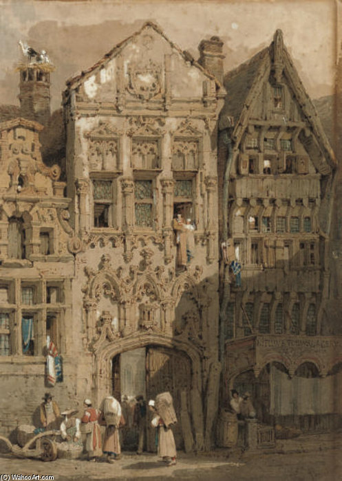 WikiOO.org - دایره المعارف هنرهای زیبا - نقاشی، آثار هنری Samuel Prout - A Dutch Street Scene