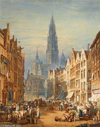 Wikioo.org - The Encyclopedia of Fine Arts - Painting, Artwork by Samuel Prout - Market Day