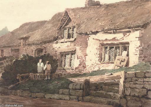 Wikioo.org - The Encyclopedia of Fine Arts - Painting, Artwork by Samuel Prout - Old Cottages, Devonshire