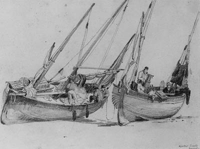 Wikioo.org - The Encyclopedia of Fine Arts - Painting, Artwork by Samuel Prout - Oyster Boats, Dover