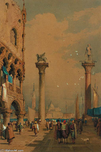 Wikioo.org - The Encyclopedia of Fine Arts - Painting, Artwork by Samuel Prout - The Piazetta Of St Marks, Venice