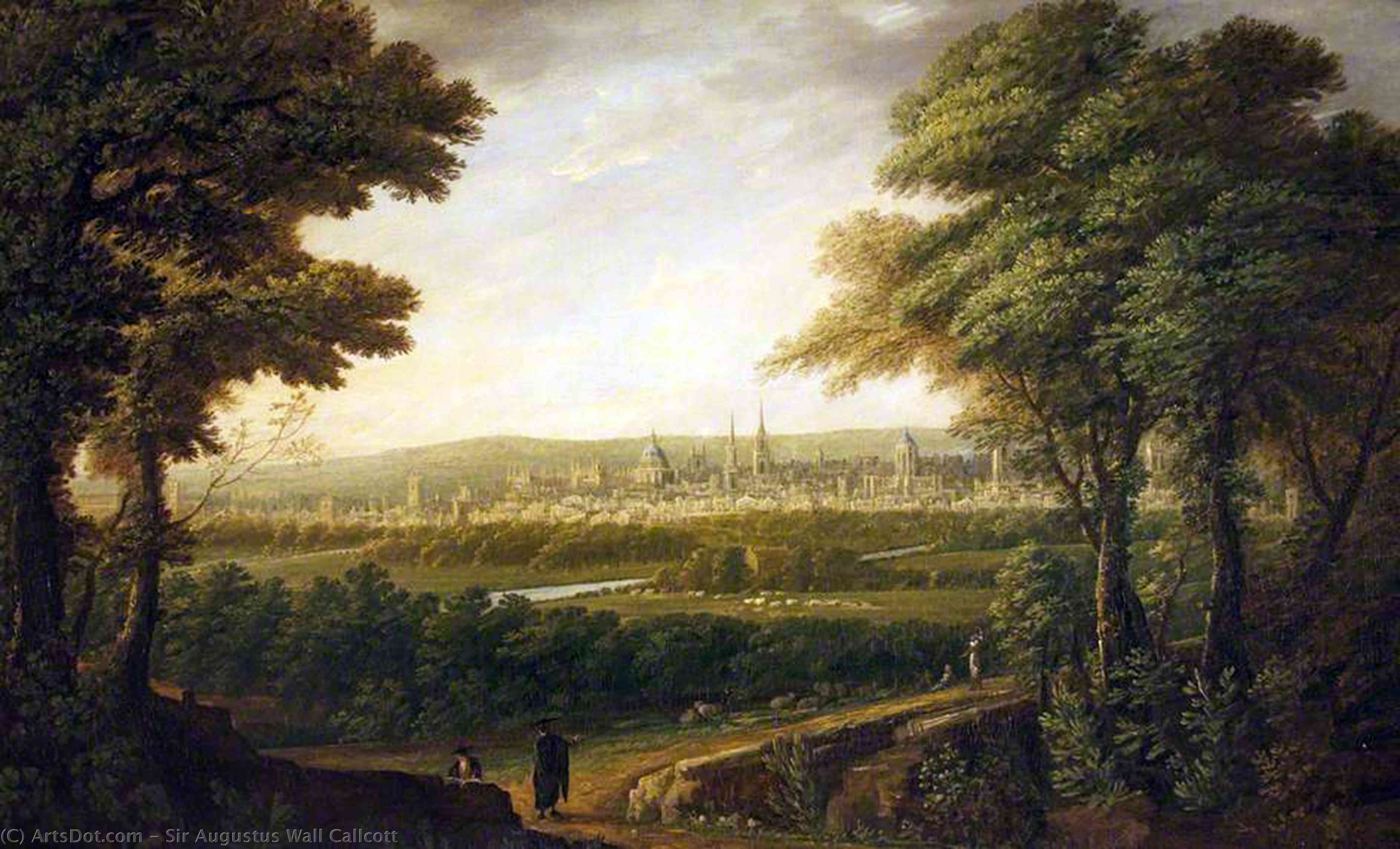 Wikioo.org - The Encyclopedia of Fine Arts - Painting, Artwork by Augustus Wall Callcott - An Extensive View Of Oxford From Elsfield