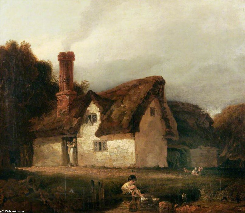 Wikioo.org - The Encyclopedia of Fine Arts - Painting, Artwork by Augustus Wall Callcott - Cottage Scene