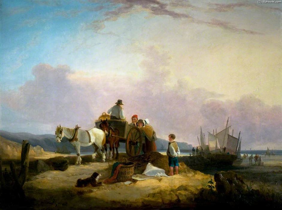 WikiOO.org - Encyclopedia of Fine Arts - Maľba, Artwork Augustus Wall Callcott - Sea Pier