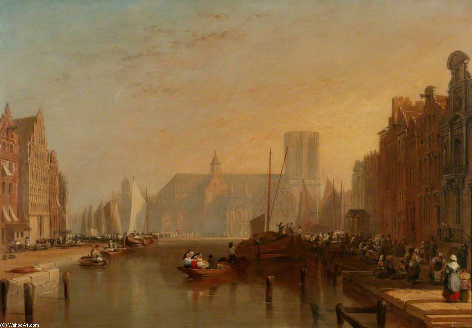 Wikioo.org - The Encyclopedia of Fine Arts - Painting, Artwork by Augustus Wall Callcott - View Of Ghent