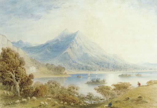 WikiOO.org - Encyclopedia of Fine Arts - Målning, konstverk Thomas Hosmer Shepherd - A Mountainous Lakeland Landscape