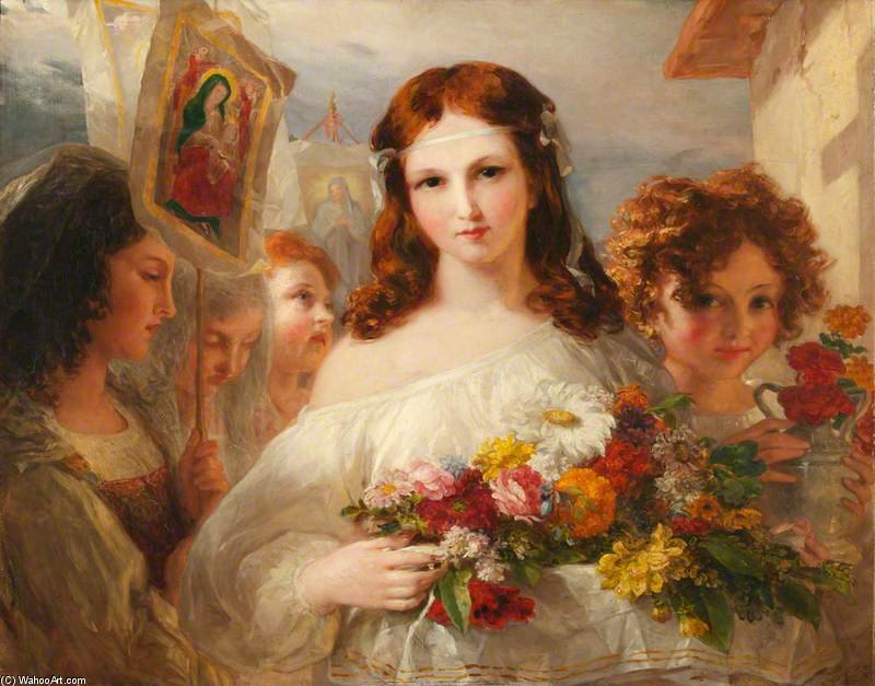WikiOO.org - Encyclopedia of Fine Arts - Maleri, Artwork Thomas Uwins - Flower Girls Of Naples