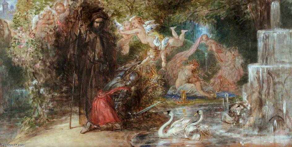 Wikioo.org - The Encyclopedia of Fine Arts - Painting, Artwork by Thomas Uwins - Sir Guyon Arriving At The Bower Of Bliss