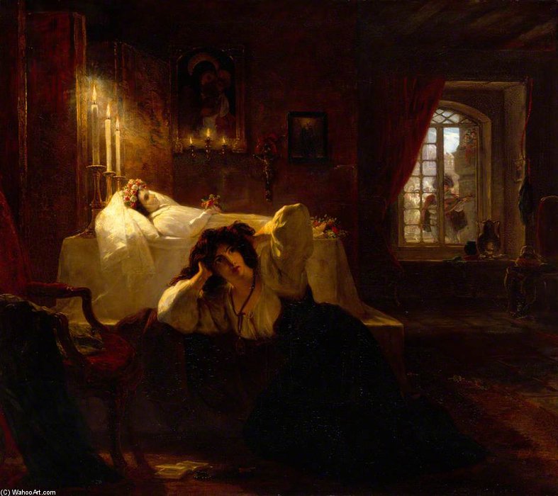 WikiOO.org - Encyclopedia of Fine Arts - Maleri, Artwork Thomas Uwins - The House Of Mourning
