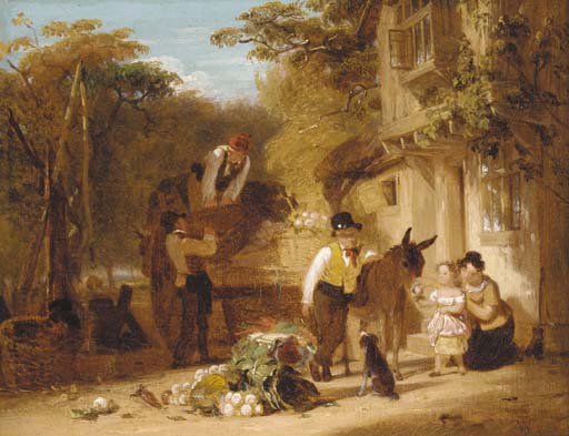 Wikioo.org - The Encyclopedia of Fine Arts - Painting, Artwork by Thomas George Webster - The Market Cart