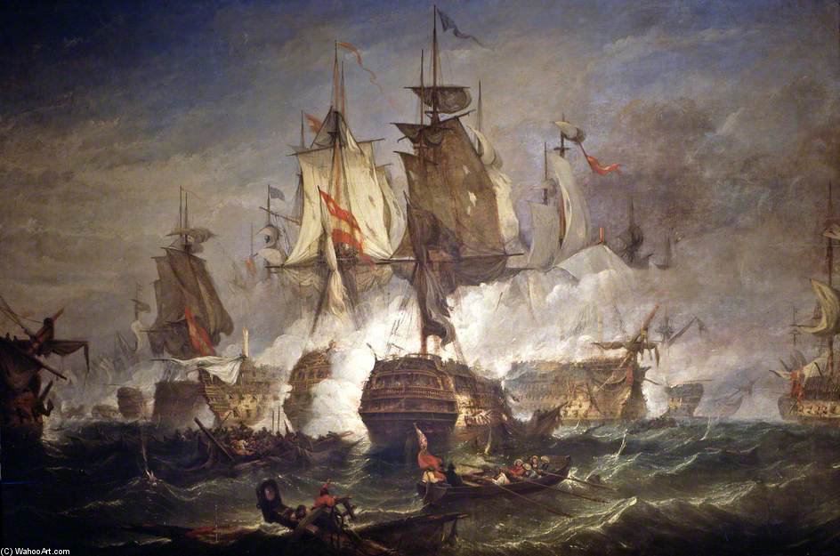 Wikioo.org - The Encyclopedia of Fine Arts - Painting, Artwork by Adolphus Knell - Battle Off Cape St Vincent