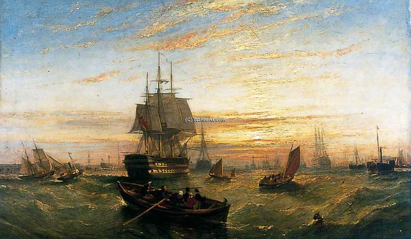 Wikioo.org - สารานุกรมวิจิตรศิลป์ - จิตรกรรม Adolphus Knell - Entering Portsmouth Harbour