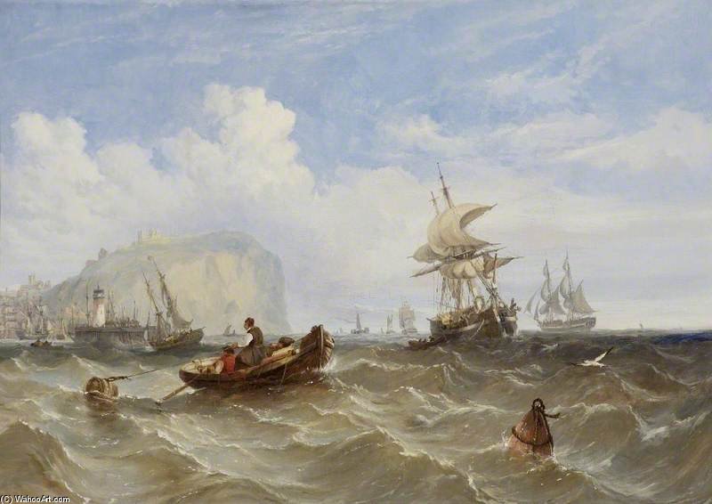 Wikioo.org - The Encyclopedia of Fine Arts - Painting, Artwork by Adolphus Knell - Pilot Boats Off Dover