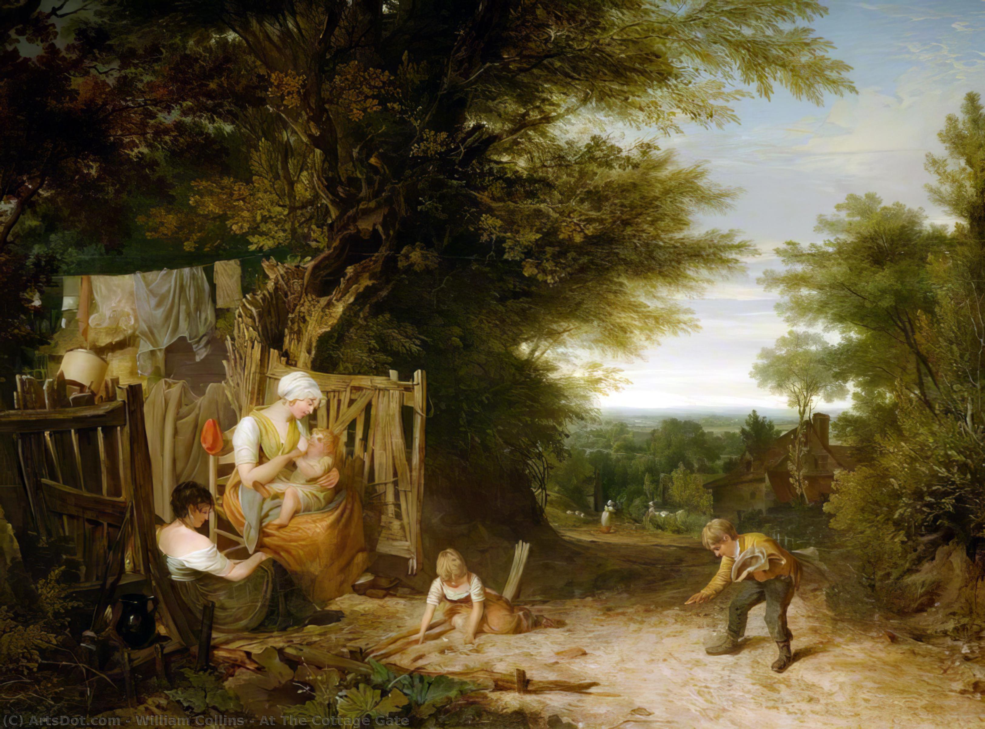 WikiOO.org - אנציקלופדיה לאמנויות יפות - ציור, יצירות אמנות William Collins - At The Cottage Gate