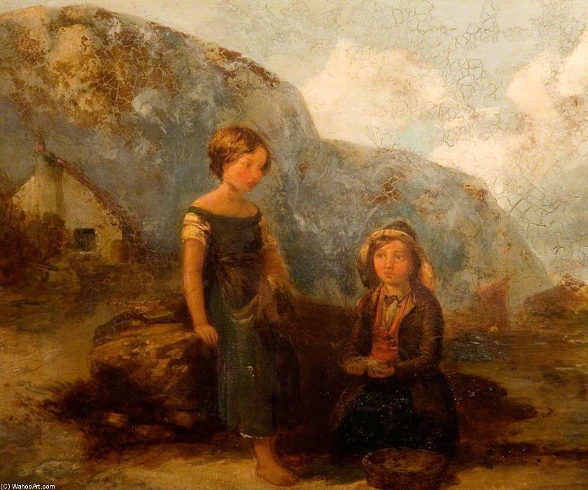 Wikioo.org - The Encyclopedia of Fine Arts - Painting, Artwork by William Collins - Children Gathering Seaweed