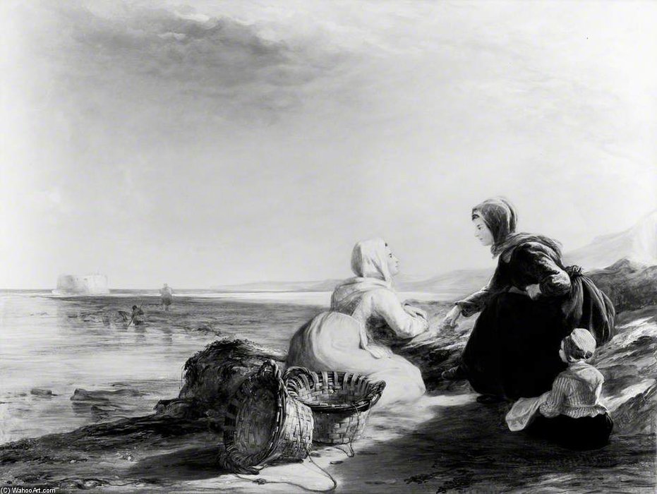 Wikioo.org – L'Enciclopedia delle Belle Arti - Pittura, Opere di William Collins - Pescatrici sulla costa vicino boulogne