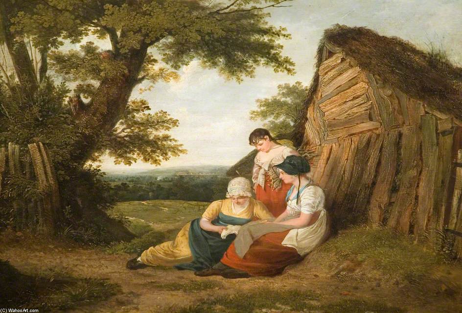 WikiOO.org - Güzel Sanatlar Ansiklopedisi - Resim, Resimler William Collins - Landscape With Three Figures