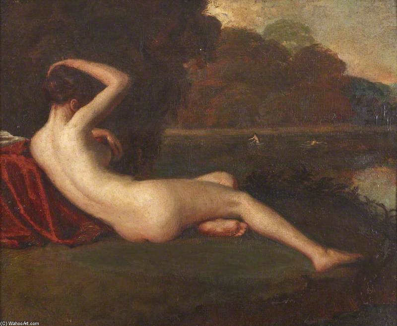 WikiOO.org - Encyclopedia of Fine Arts - Festés, Grafika William Etty - A Female Nude By A Lake