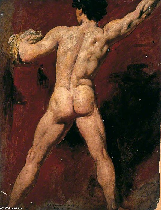 Wikoo.org - موسوعة الفنون الجميلة - اللوحة، العمل الفني William Etty - Back Of Male Nude