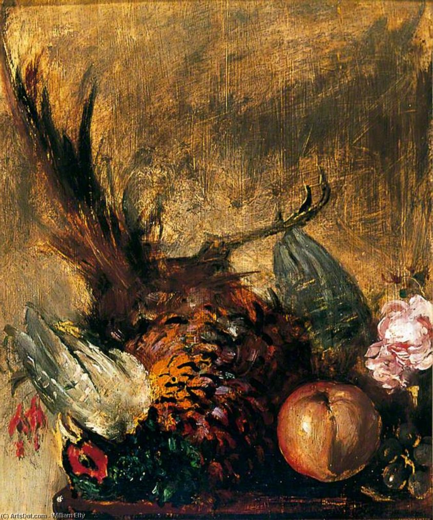 Wikioo.org - The Encyclopedia of Fine Arts - Painting, Artwork by William Etty - Dead Pheasant And Fruit