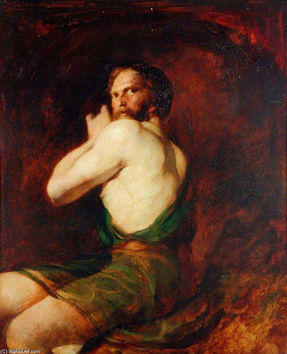 WikiOO.org - Encyclopedia of Fine Arts - Maľba, Artwork William Etty - Figure Of A Seated Man