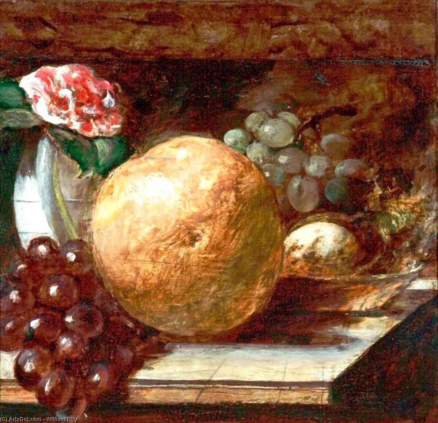 Wikioo.org – La Enciclopedia de las Bellas Artes - Pintura, Obras de arte de William Etty - FRUTO pomelo  asícomo  naranjas