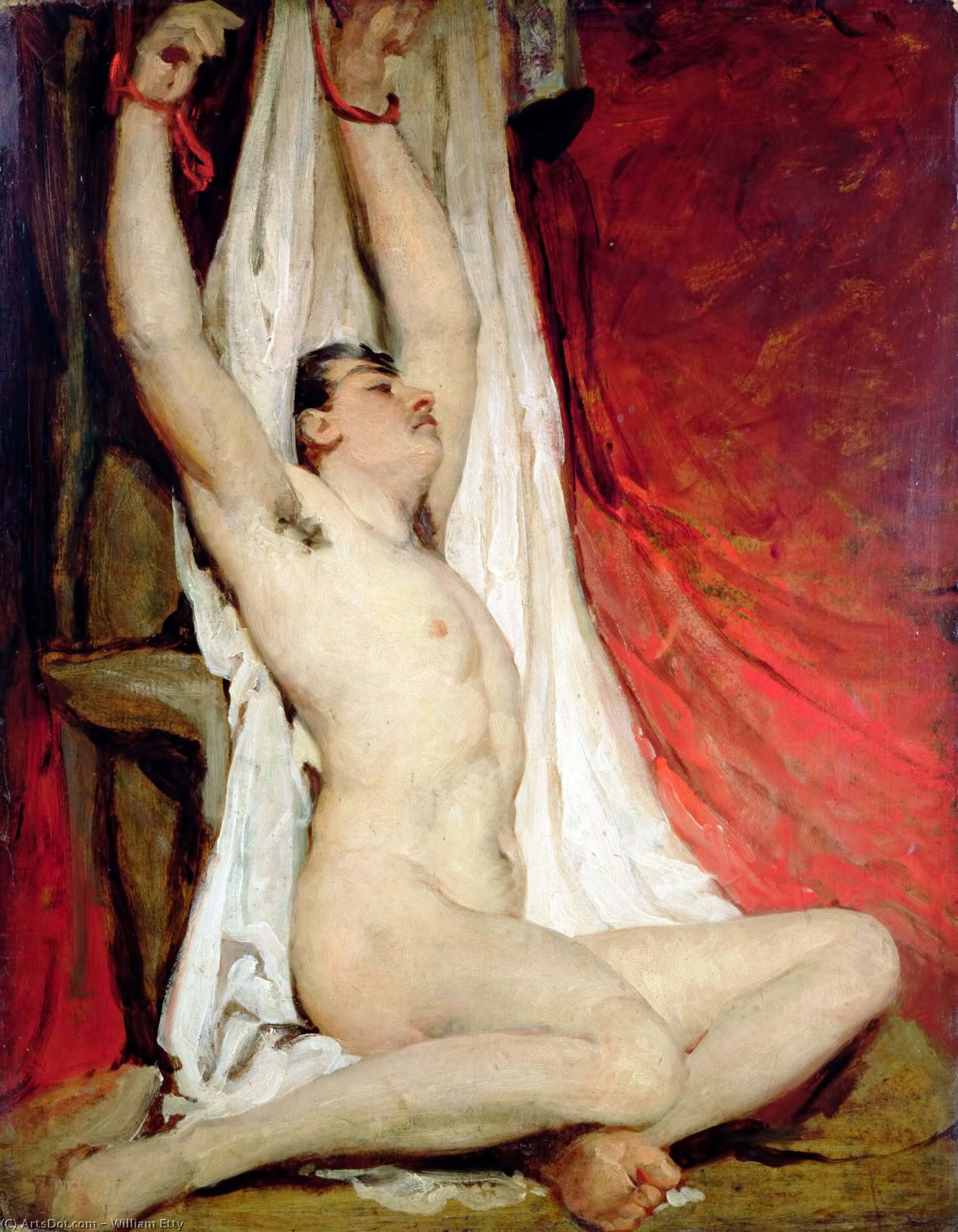 WikiOO.org - Encyclopedia of Fine Arts - Maľba, Artwork William Etty - Male Nude -