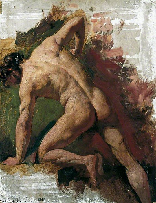 Wikioo.org - The Encyclopedia of Fine Arts - Painting, Artwork by William Etty - Male Nude Sawing