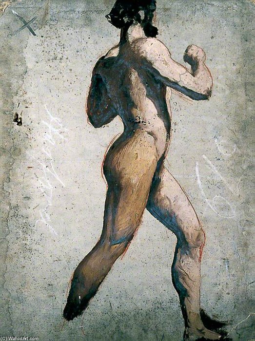 Wikioo.org – La Enciclopedia de las Bellas Artes - Pintura, Obras de arte de William Etty - Desnudo masculino caminar