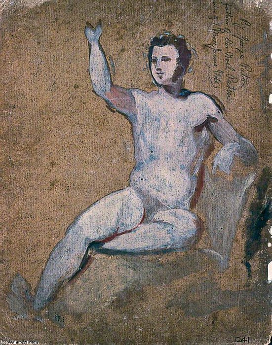 Wikioo.org - The Encyclopedia of Fine Arts - Painting, Artwork by William Etty - Male Nude With Right Arm Raised