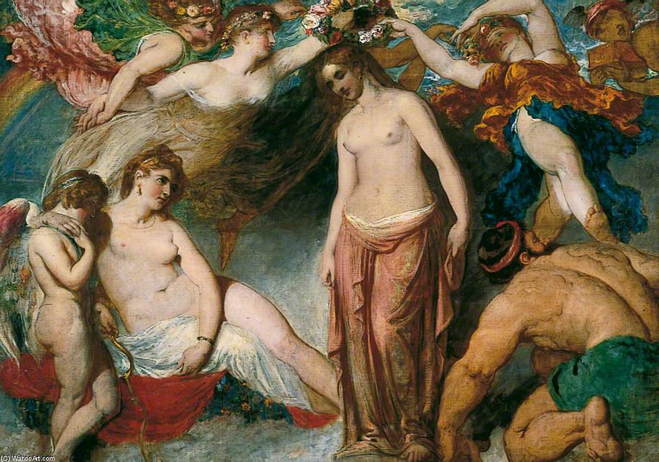 WikiOO.org - Encyclopedia of Fine Arts - Maalaus, taideteos William Etty - Pandora Crowned By The Seasons -