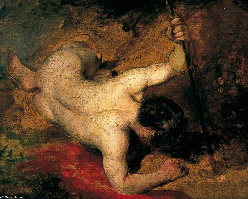 Wikioo.org - The Encyclopedia of Fine Arts - Painting, Artwork by William Etty - Reclining Male Nude With Spear