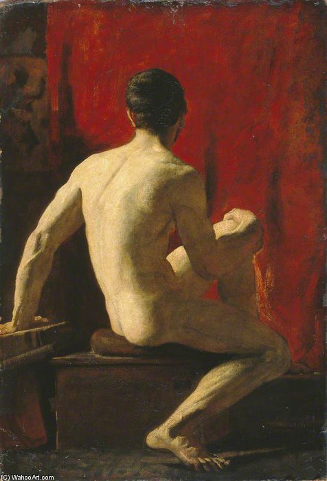 Wikioo.org - Encyklopedia Sztuk Pięknych - Malarstwo, Grafika William Etty - Seated Male Model