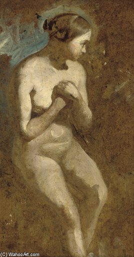 WikiOO.org - Encyclopedia of Fine Arts - Maleri, Artwork William Etty - Seated Nude -